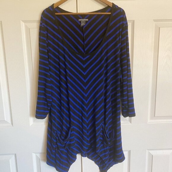 Chelsea & Theodore Tops - Chelsea & Theodore - Blue and Black stripe Tunic Top